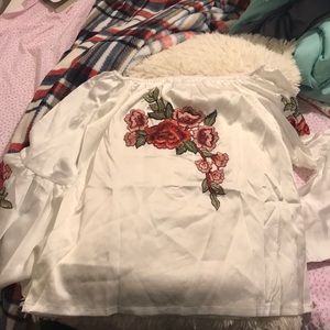 cute of the shoulder floral top